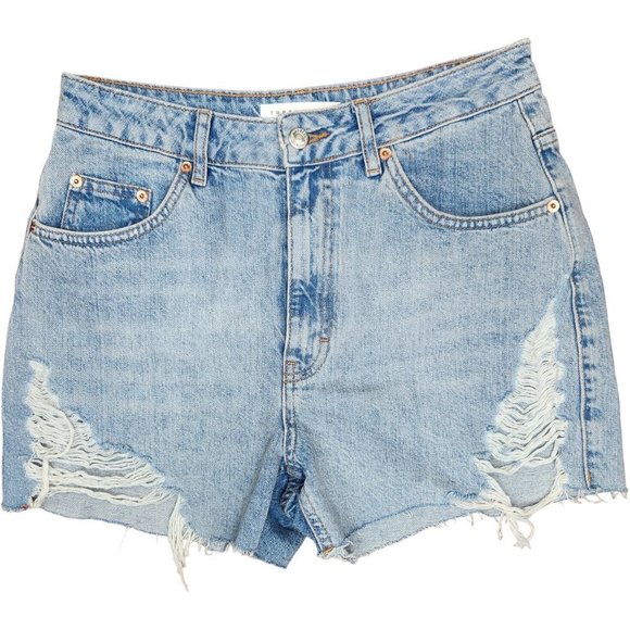 Topshop Pants - NWOT TopShop Womens US Size 8 A-Line Denim Shorts Distressed Light Wash